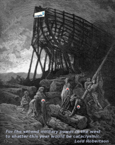 Gustave Doré's illustration of Lord Robertson's preparations for the cataclysmic events he has predicted.